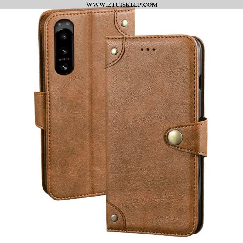 Etui Na Telefon Pokrowce do Sony Xperia 5 IV Styl Skórzany Z Nitami Idewei